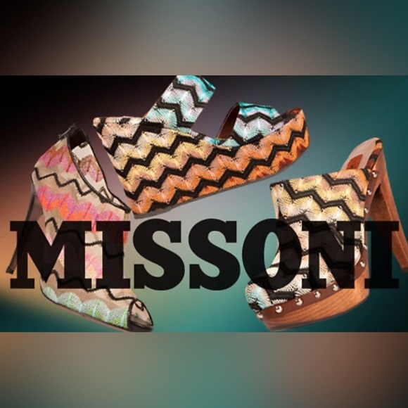 MISSONI Women’s ZigZag Black Blue Purple Fabric Leather Clogs Made in Italy 7.5 - Picture 7 of 16